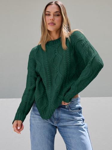 Trendy Queen Women's Oversized Cable Knit Crewneck Sweater | MarkoFit - MarkoFit