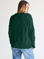 Trendy Queen Women's Oversized Cable Knit Crewneck Sweater | MarkoFit - MarkoFit
