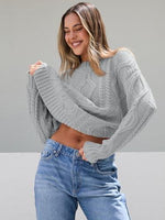 Trendy Queen Women's Oversized Cable Knit Crewneck Sweater | MarkoFit - MarkoFit