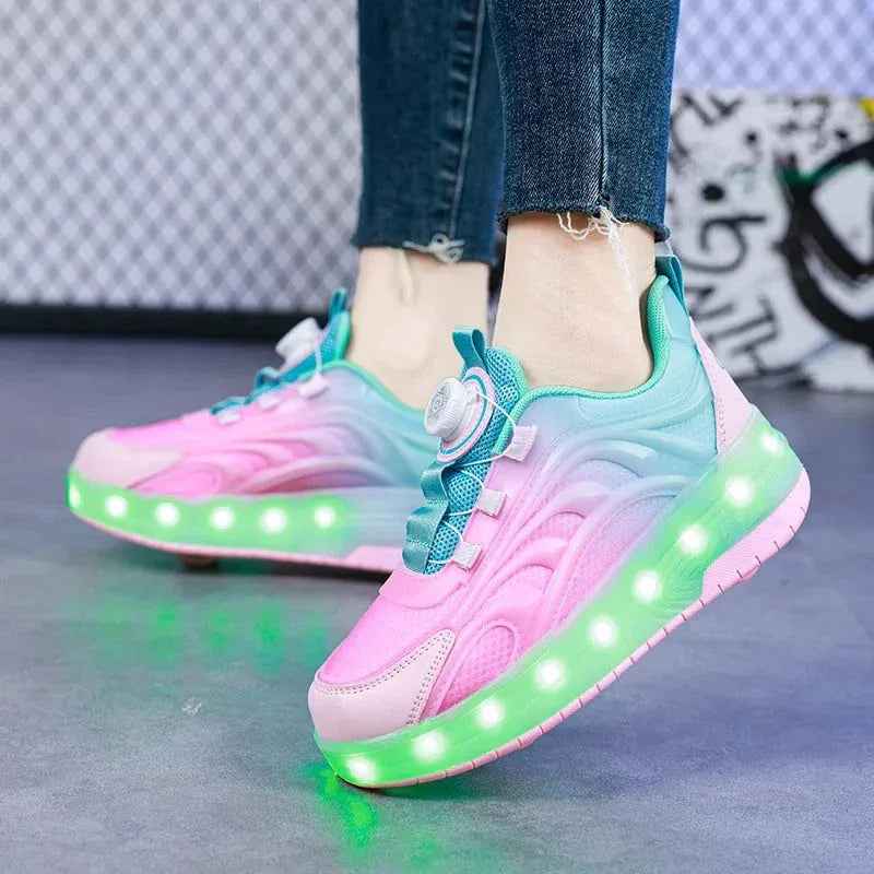Two Wheels Children's Led Light Roller Skate Shoes For Kids Boys Girls - MarkoFit